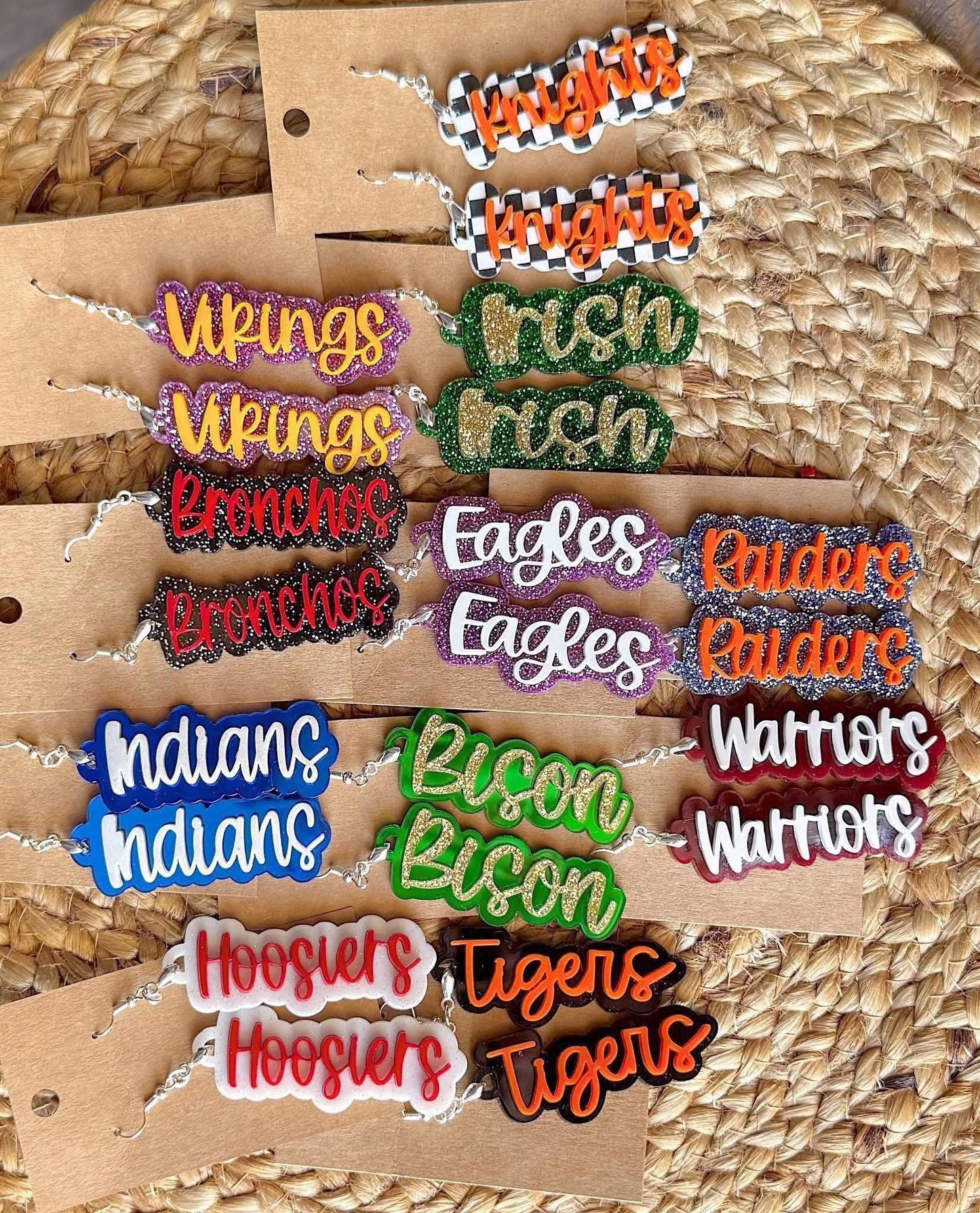 Acrylic Name/Mascot Earrings